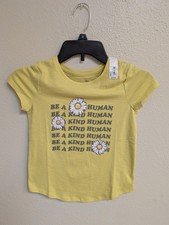 Kohl's Yellow  Be A Kind Human  Floral Flower Shirt - GIRLS SIZE SMALL 7