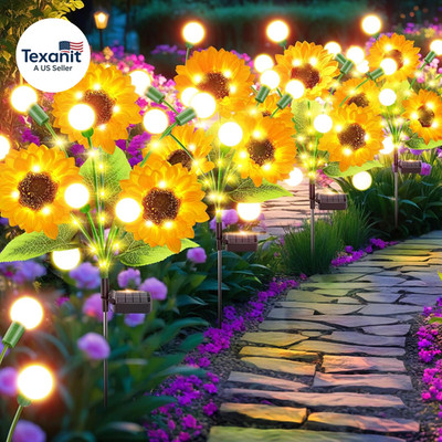 Solar Lights Outdoor Garden Decor, 4 Pack 800Mah Swaying Solar Firefly Lights wi
