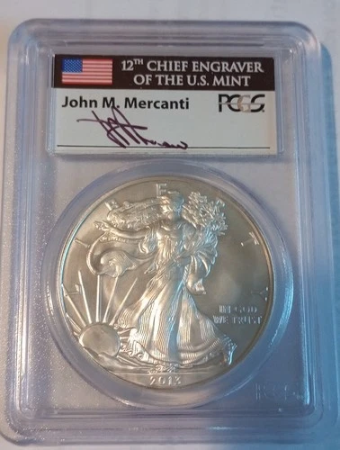 2013 PCGS MS70 Silver Eagle First Strike John N Mercanti Perfect Grade Nice Coin