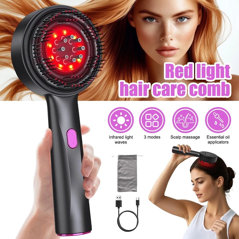 Electric Scalp Massage Comb Hair Growth Red Light Therapy Brush