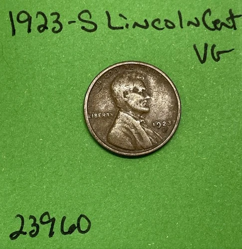 1923 S Lincoln Wheat Cent / Penny 1c Vg Very Good See Pictures