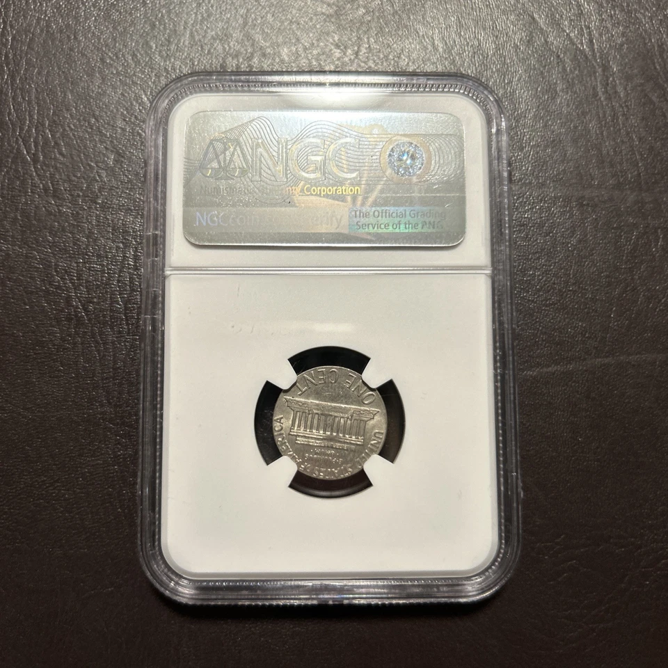 1965 NGC MS62 Lincoln Cent on Dime planchet TRANSITIONAL YEAR 1C on 10C BLANK - Image 3 of 3