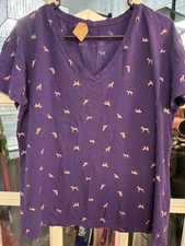 Life Is Good Crusher Lite Purple Bog Vneck Ladies Tee - Size L