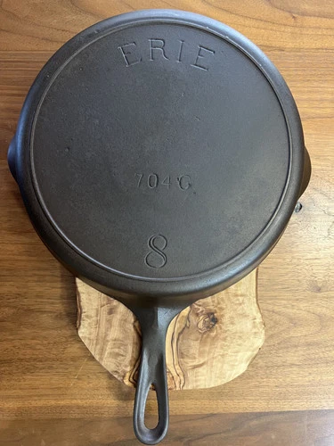 Pre Griswold Erie #8 Sixth Series Cast Iron Vintage Skillet, Fully Restored