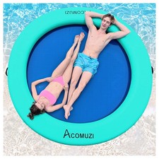 ACOMUZI 8FT Water Hammock Inflatable Floating Dock, Round Floating Ring Lake ...
