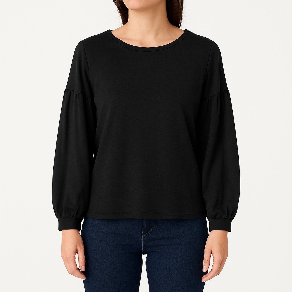 Shop Basic USA Black Long Sleeve Pullover Top Wom… - image 1