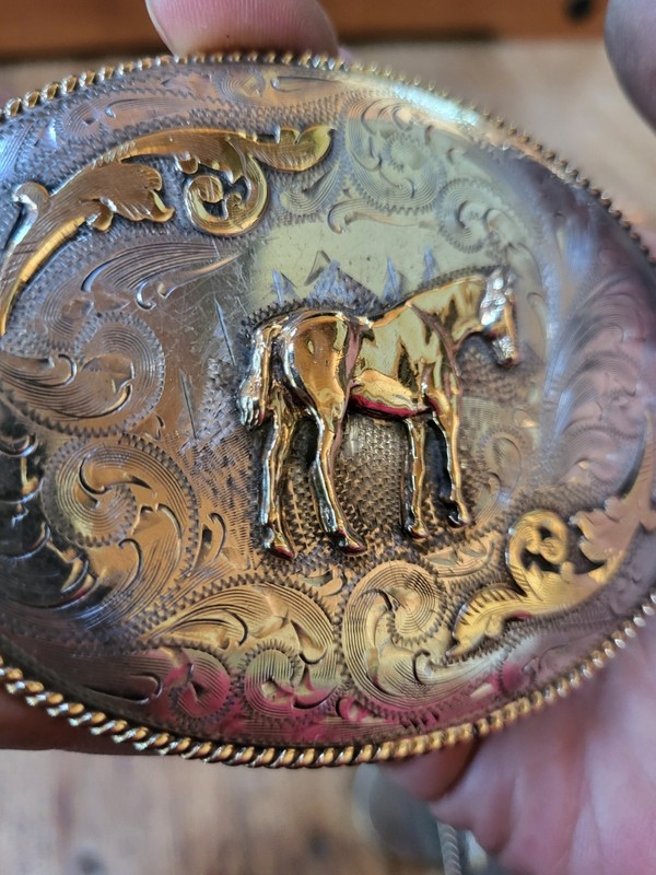 Sterling Silver 14k Buckle Heavy 102 G Smiths  . Heavy Gold Rope Edge
