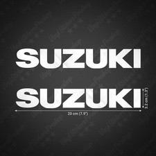 Lot 2 stickers SUZUKI 20 cm BLANC Brillant moto adhésif déco custom autocollant