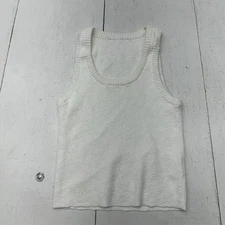 Musera White Ribbed Sleeveless Knitted Women's Casual Tank Top Size Small NEW