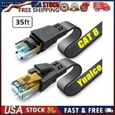 Cat 8 Ethernet Cable 35 FT, 40Gbps 2000Mhz High Speed Flat Cat8 Cable Patch Cord