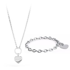 Regalo Mamma e Figlia Sagapo Set Cuore Collana Bracciale Acciaio SHAC1 SHAC2