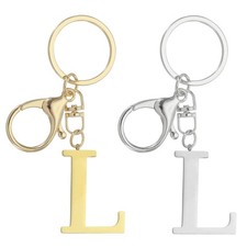 2Pcs Initial Letter Keychain Letter L Keychain for Women Key Gold/Silver