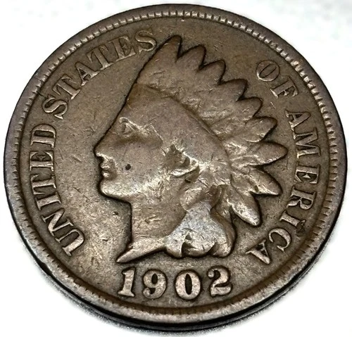 1902 Indian Head Cent Penny Good Condition 1c One Cent US Coin- 0778