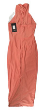 Fashion Nova Selene Midi Dress Women's Size M Coral Sleeveless Criss Cross Back