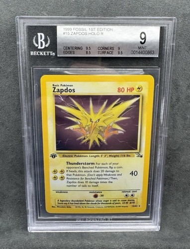 Zapdos (1st Edition) graded BGS 9 for sale on eBay