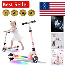 Kids Electric Scooter 6-12 with LED Wheels, Adjustable Handlebar 10 Mile Range