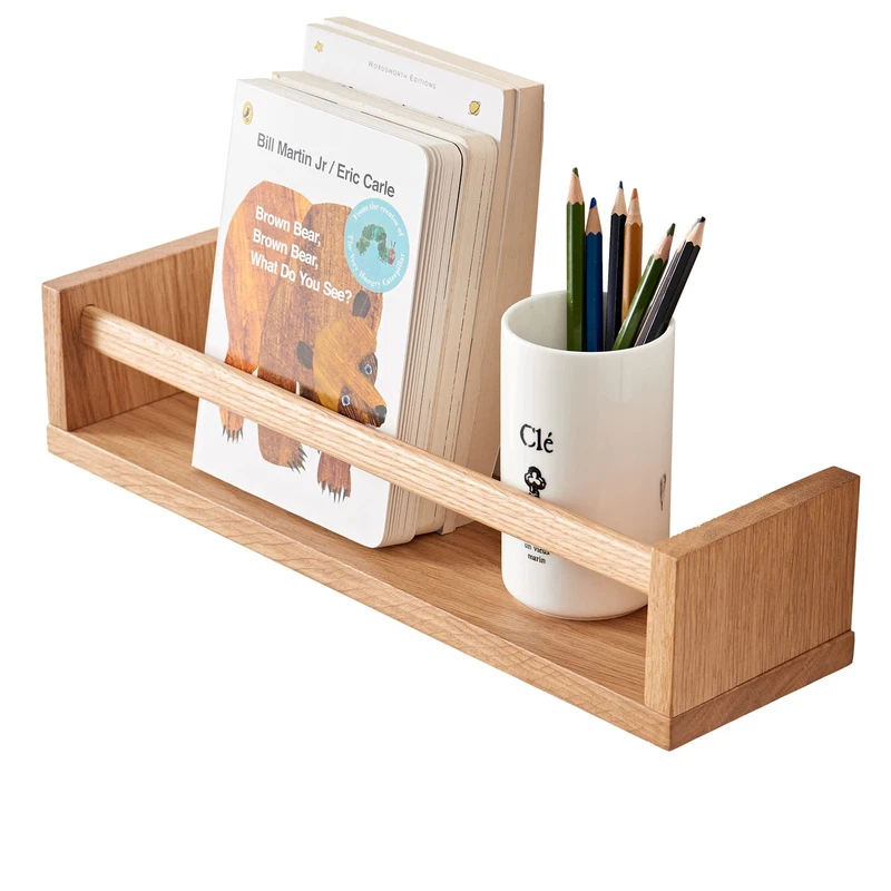 Treoakwis Oak Nursery Shelves Natural Wood Nursery Floating Shelves For Wall