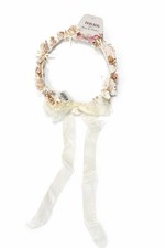 Flower Girl Floral Crown Headband Ivory Pearl Bow Wedding Hair Accessory x2