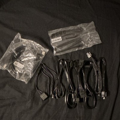 Black Computer Power Cables & Connectors, 4 Pin 6 Pin 8 Pin SATA Assorted Types
