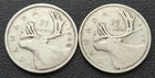 1940 & 1941 Canada Silver 25-Cent Quarters - 80% Silver Coins