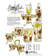 Decorated Glass of the 1950s Higgins, Gay Fad, Briard, CeraGlass MCM barware +