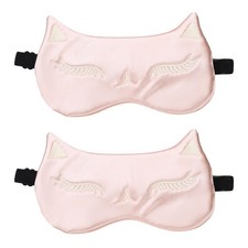 2Pack Cute Cat Sleep Masks, Soft Light Eye Mask with Adjustable Strap, Pink