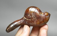 8.5CM China Hongshan Culture Old Jade Carving Animal Cicada Bird Amulet Pendant