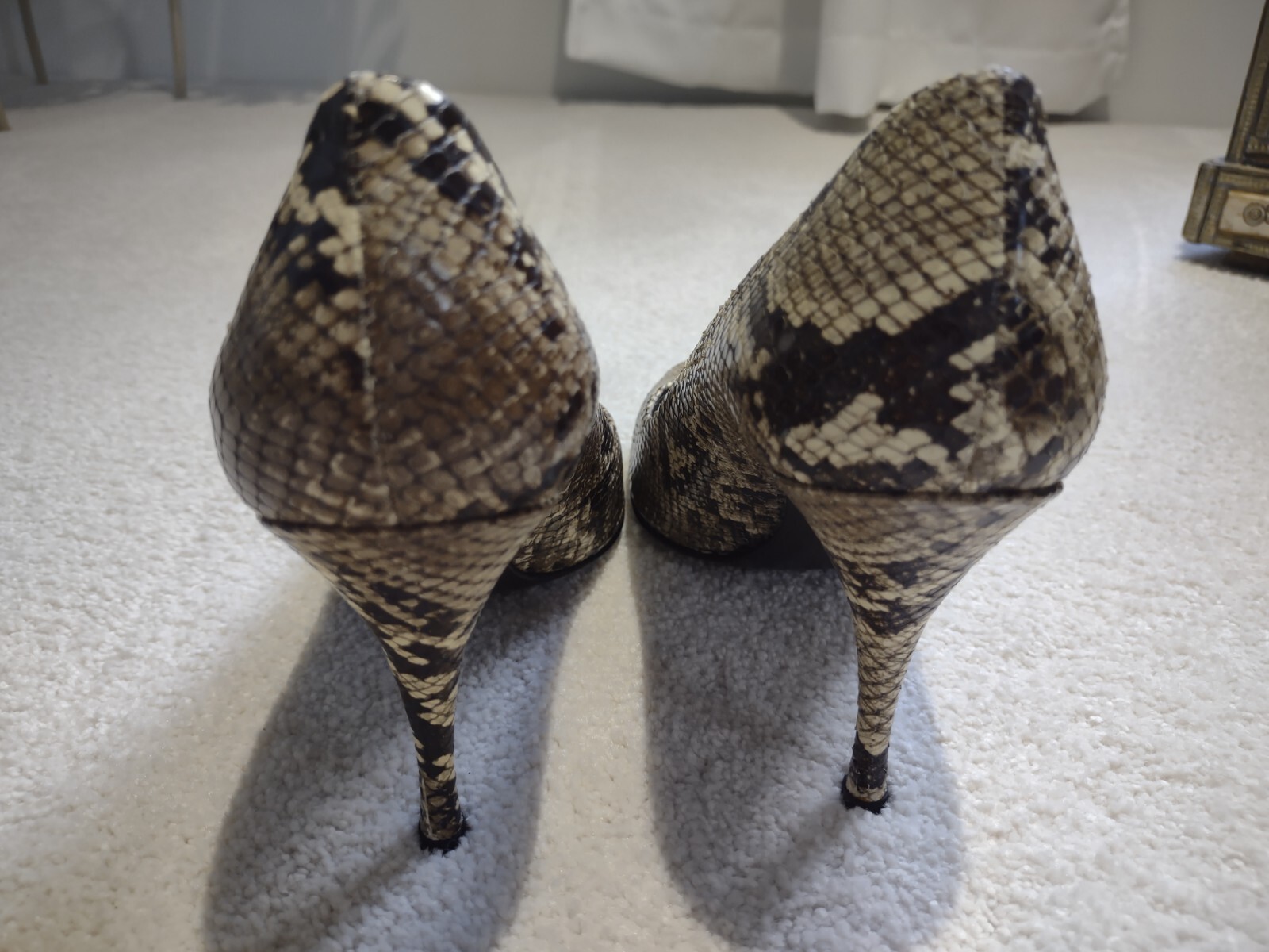 STUART WEITZMAN Python Pumps Peep Toe ITALY Snake… - image 3