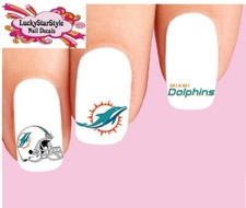 Waterslide Nail Decals Set of 20 - Miami Dolphins Football Assorted