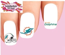 Waterslide Nail Decals Set of 20 - Miami Dolphins Football Assorted