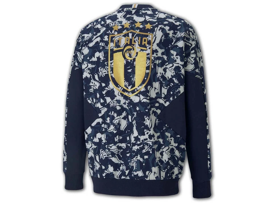 Puma FIGC Italia TFS Crew Sweatshirt Blu Italia Pullover Squadra Azzurra S-XXL - Immagine 3 di 3