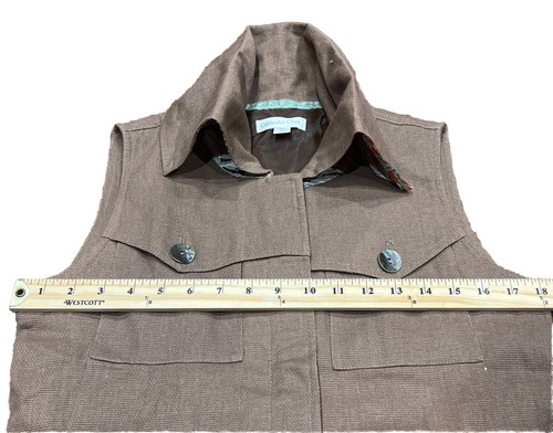 COLDWATER CREEK Vest Women’s SZ S Khaki Linen Lined Boho Cottage Core - Picture 6 of 9