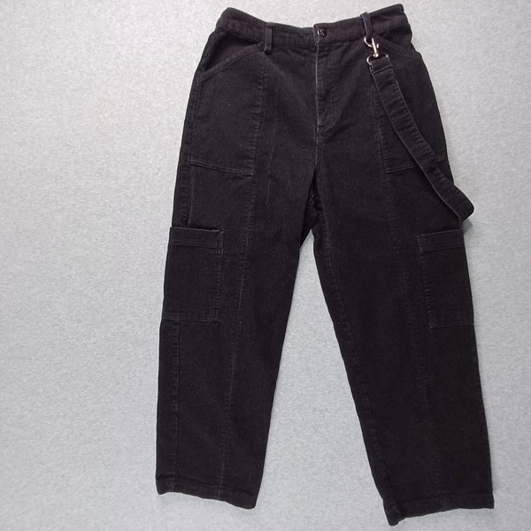 Black Friday Pants Womens 8 Black Corduroy Cargo Pockets Utility Strap Grunge
