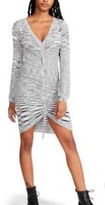 Steve Madden sweater dress Black White Knit V-Neck Roached Long Sleeve 2X Dress