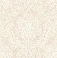 Tone on Tone Damask in Cream and Pink Wallpaper by Wallquest DM20800