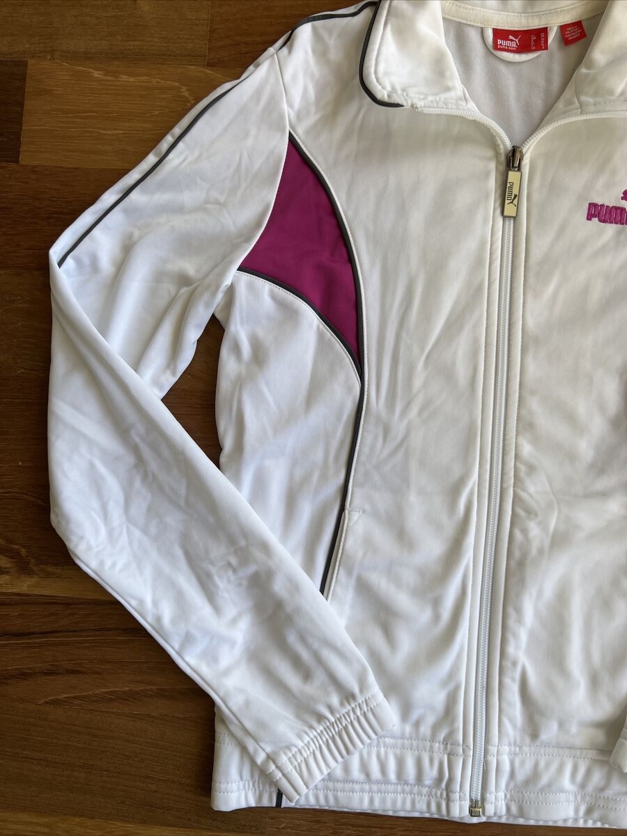 NWOT Y2K PUMA XS Zipper Track JACKET White Hot Pink Grey NWOT Y2K PUMA XS Zipper Track JACKET White Hot Pink Grey