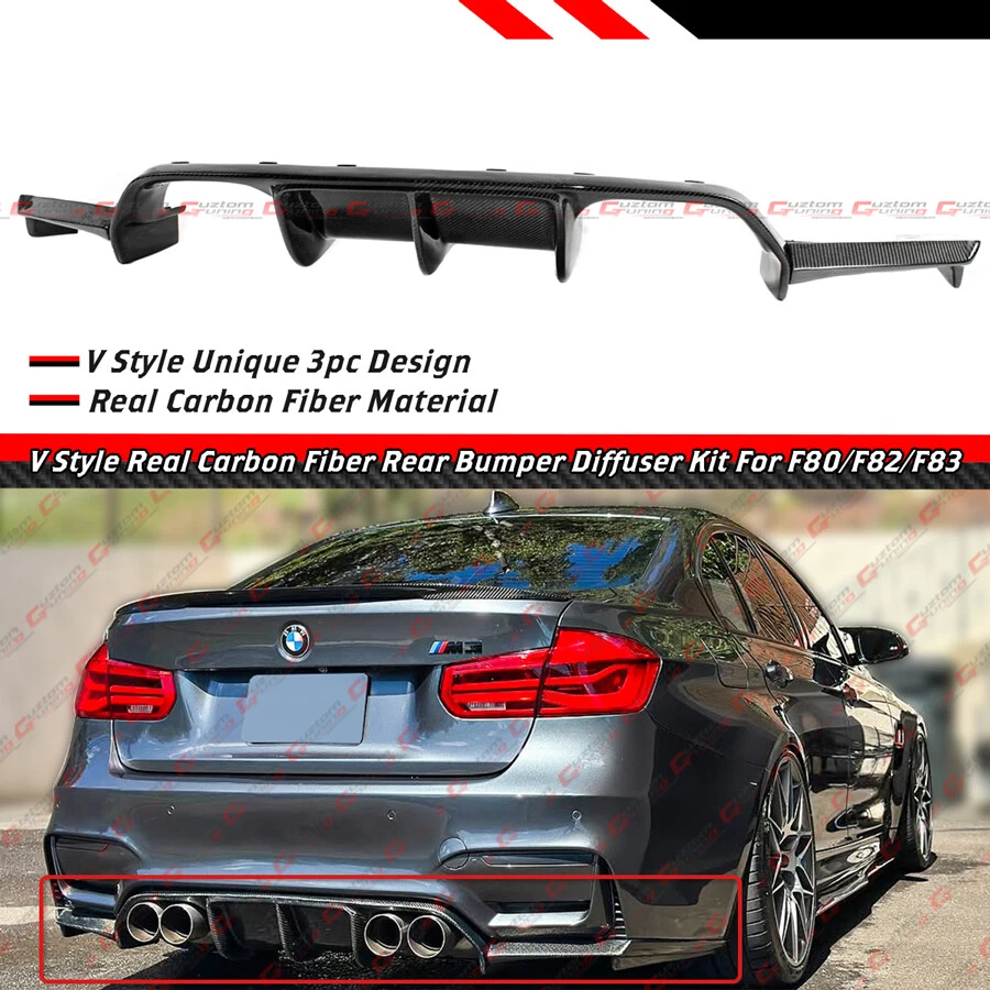 PARA BMW F82 F83 M4 F80 M3 2015-20 ESTILO V DIFUSOR PARACHOQUES TRASERO FIBRA CARBONO REAL Foto 2 de 4