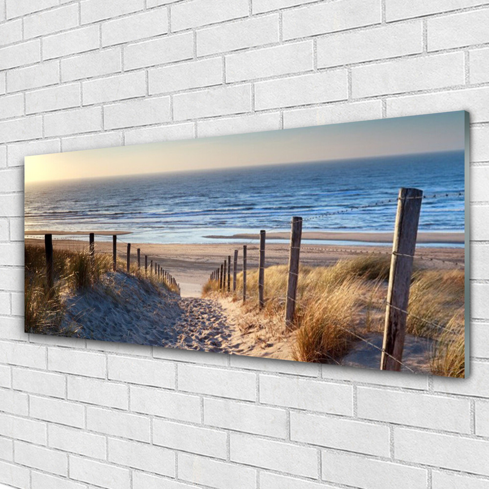 Paysage de plage sur verre acrylique 125x50 cm pour créer un salon zen