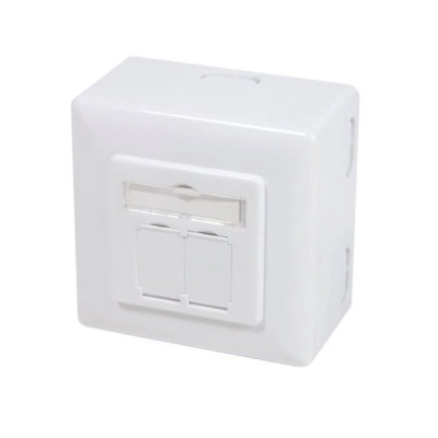LogiLink NP0039A Socket Cat.6 Junction Box Undermount and Surface Mount 2xRJ45 STP White