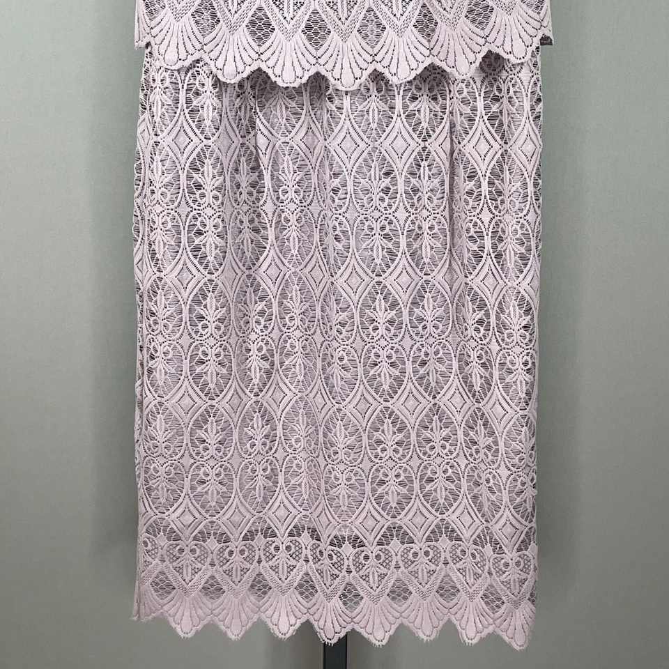 全新 Sharagano 连衣裙 女式 10 紫色花卉蕾丝紧身铅笔 学院风 经典 — 第 3/4 张图片