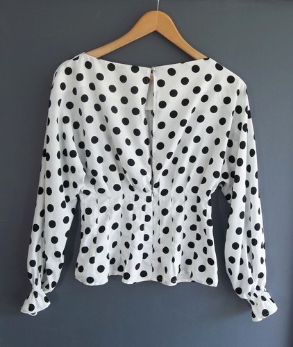 Sheike Size 6 Black & White Spotted Panel Waist Blouse - Picture 2 of 3