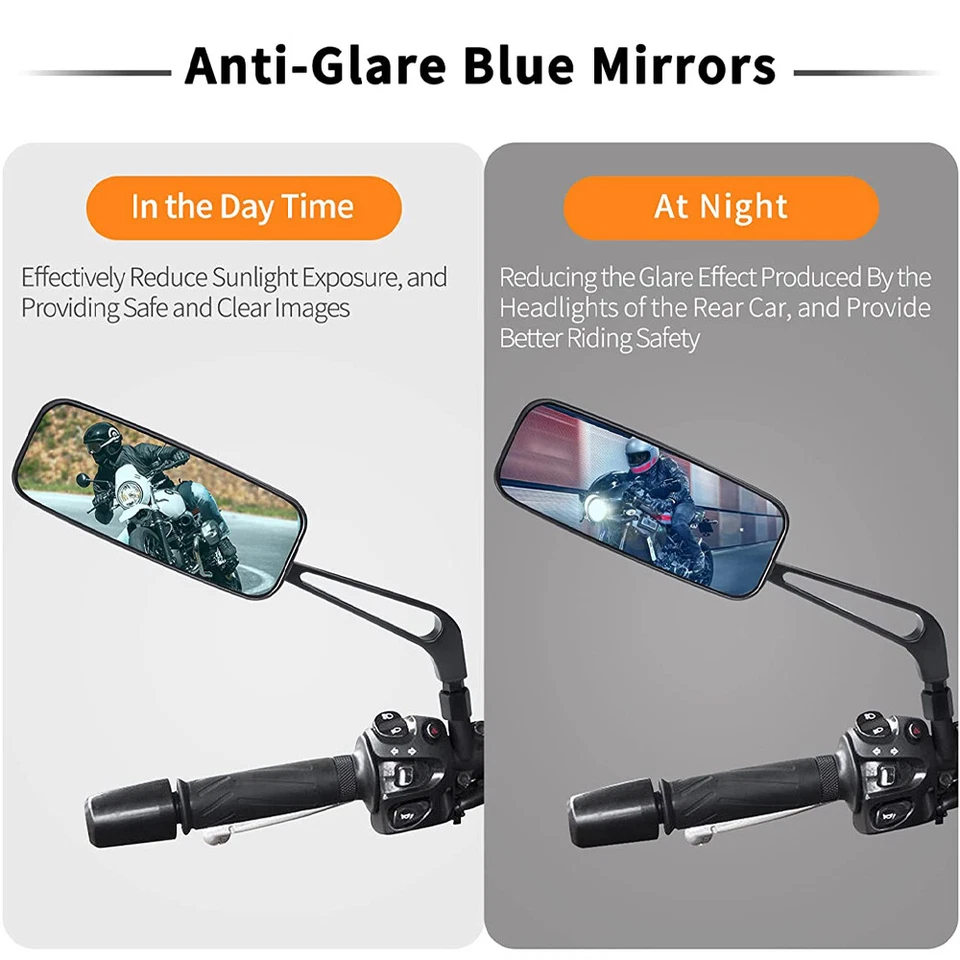 Espejos retrovisores laterales rectangulares personalizados para motocicleta Bobber m8 m10 para Harley Kawasaki Honda Foto 3 de 4