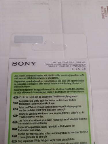 Cable de enlace de alta definición móvil Sony MHL 2 - DLC-MB20 sellado nuevo genuino - Imagen 4 de 5