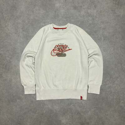 cream nike spell out sweatshirt