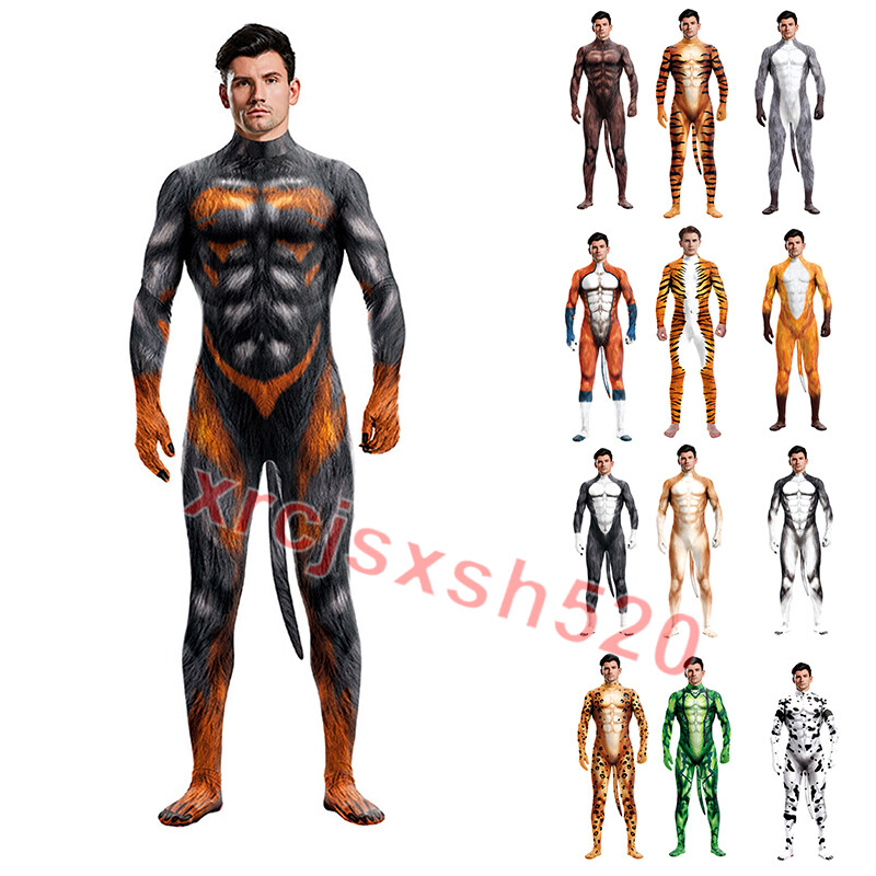 Animal Jumpsuit Cosplay Costumes Suit Leopard 3D Print Bodysuits Halloween Party-image