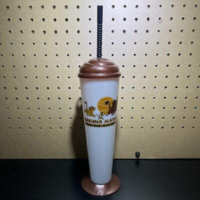 Disney World Simba Plastic Souvenir Cup with Straw Hakuna Matata Lion King USA