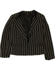 Elena Miro Womens 1 Button Blazer Jacket Uk 22 3xl Black Striped Viscose Gl07