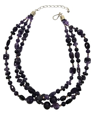 Desert Rose Trading Jay King lila Amethyst 3 Strang Halskette Sterlingsilber