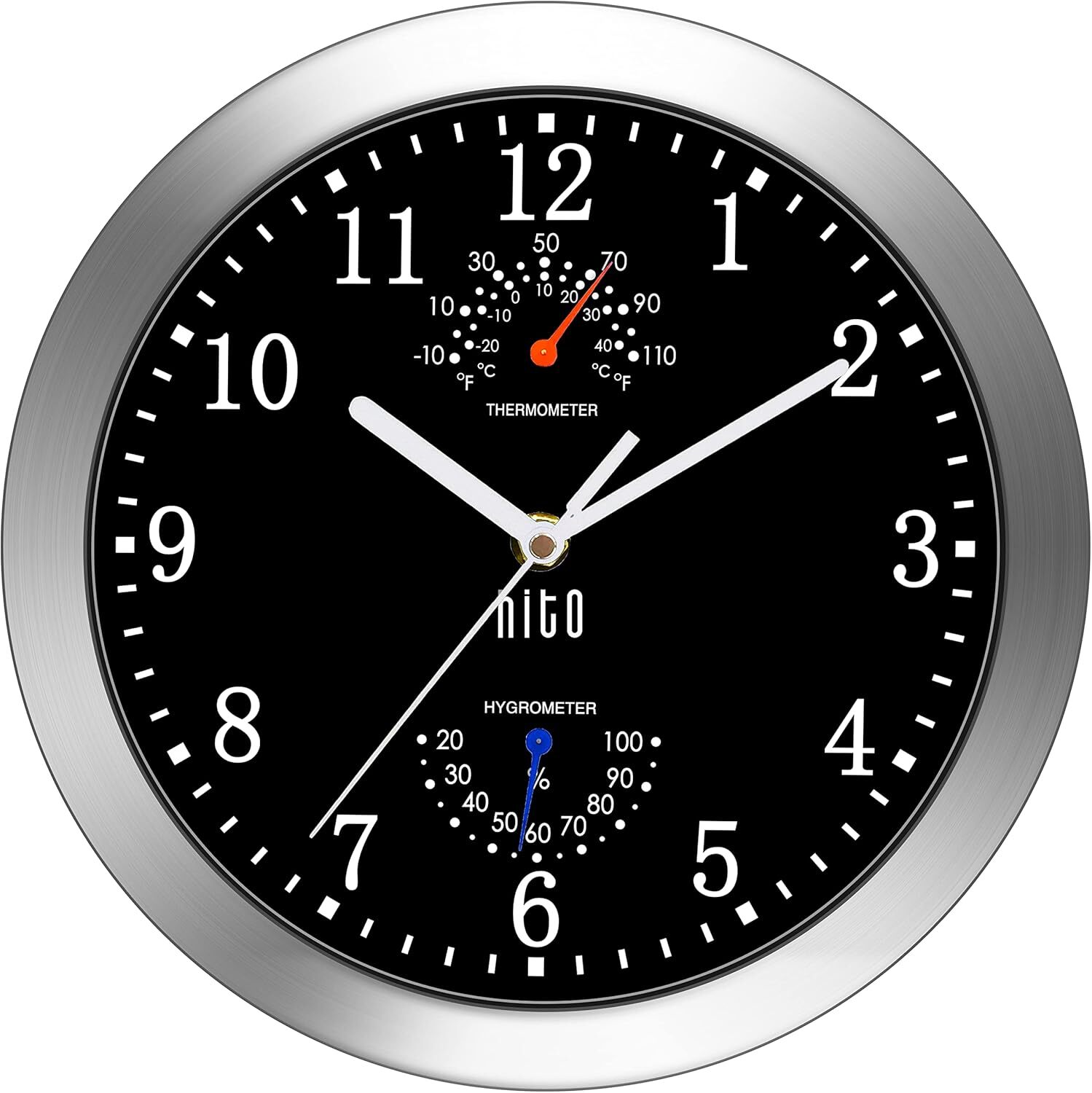 Hito 12 Inch Silent Wall Clock Modern Quartz Glass Front Dec