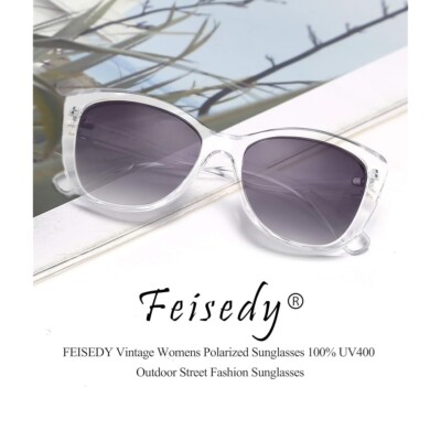 FEISEDY Polarized Vintage Sunglasses American Square Jackie O Cat Eye  Sunglasses
